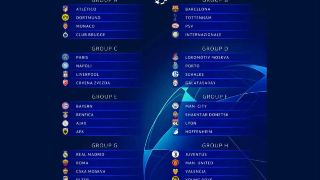 uefa champions league fixtures table 2018