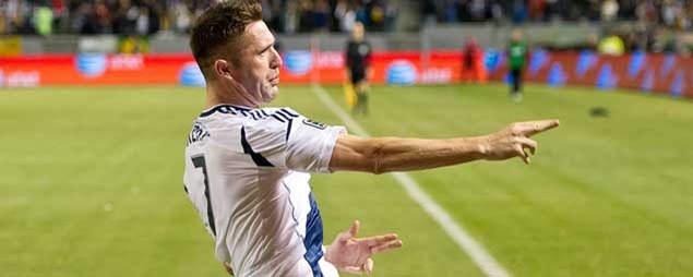 Robbie Keane celebrates a goal in the first-leg of the Western Conference finals.  Credit: David Bernal - ISIPhotos.com